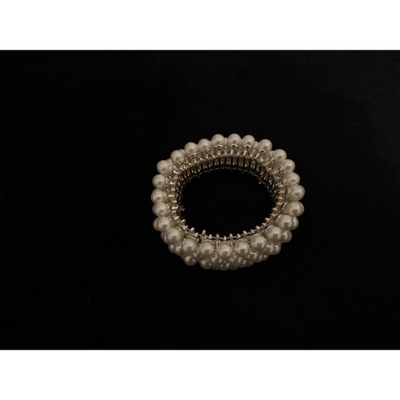 Faux Pearl Bracelet Chunky Stretchable Vintage - Picture 5 of 10
